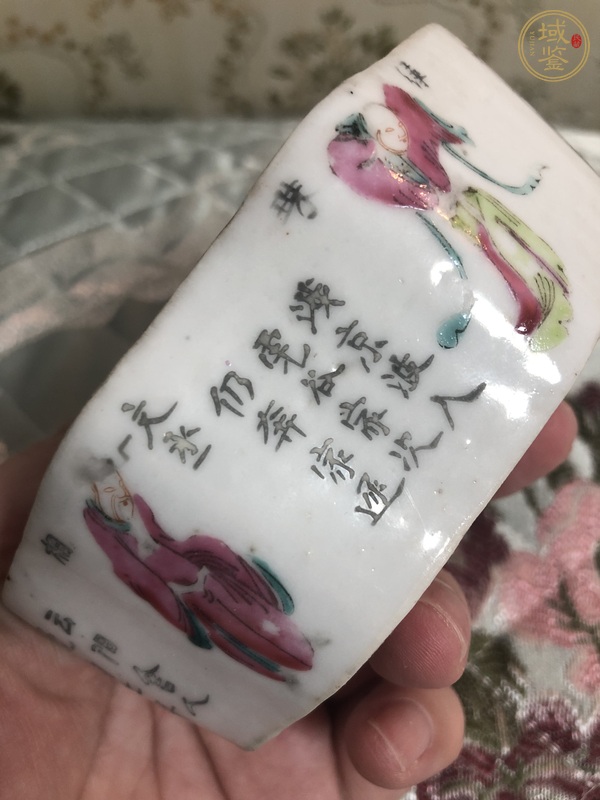古玩陶瓷粉彩無雙譜人物蓋缸真品鑒賞圖