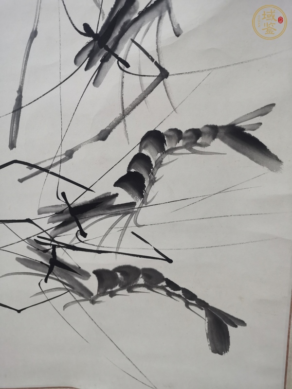 古玩字畫江帆水墨游蝦真品鑒賞圖