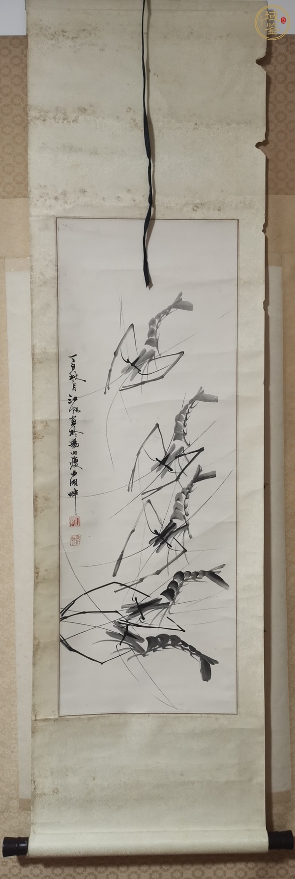 古玩字畫江帆水墨游蝦真品鑒賞圖
