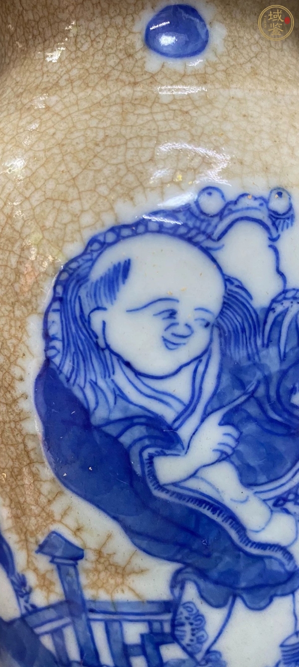 古玩陶瓷哥釉青花劉海戲金蟾圖燈籠瓶真品鑒賞圖
