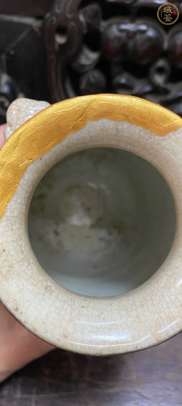 古玩陶瓷哥釉青花劉海戲金蟾圖燈籠瓶真品鑒賞圖