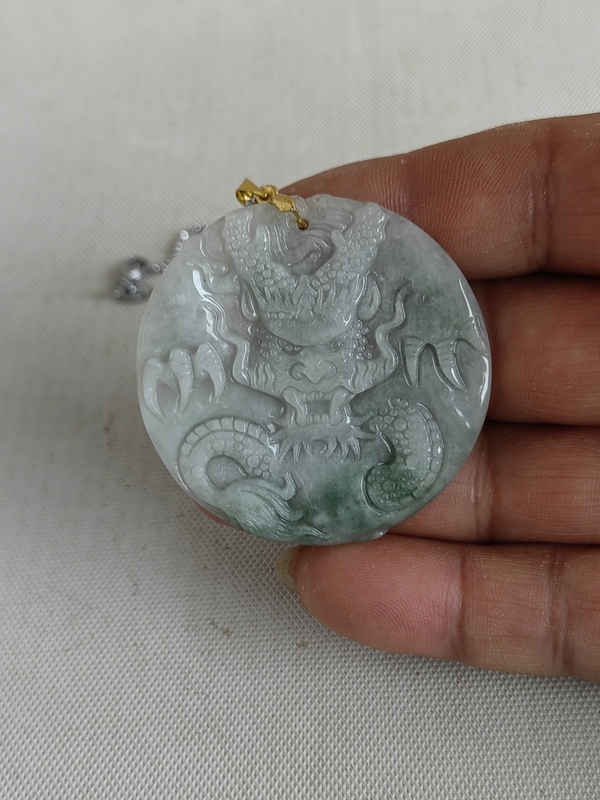 古玩轉賣天然翡翠雕“龍紋牌”拍賣，當前價格456元