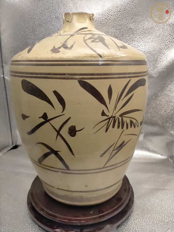 古玩陶瓷磁州窯褐彩瓶真品鑒賞圖