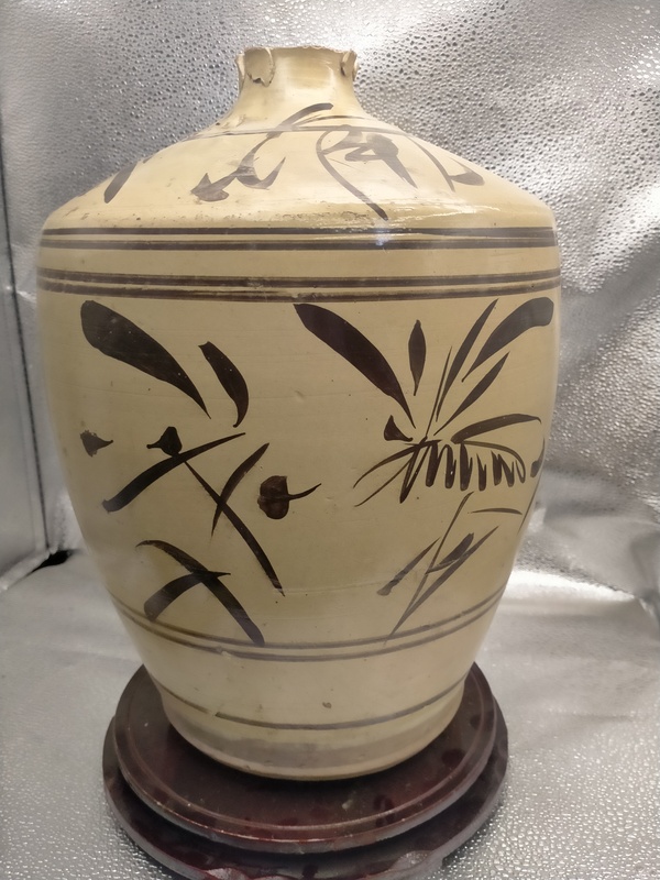 古玩陶瓷明代超大磁州窯褐彩瓶拍賣(mài)，當(dāng)前價(jià)格166元