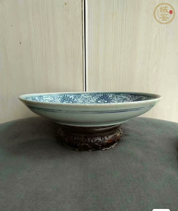 古玩陶瓷太陽花間篆書福字吉語紋盤真品鑒賞圖