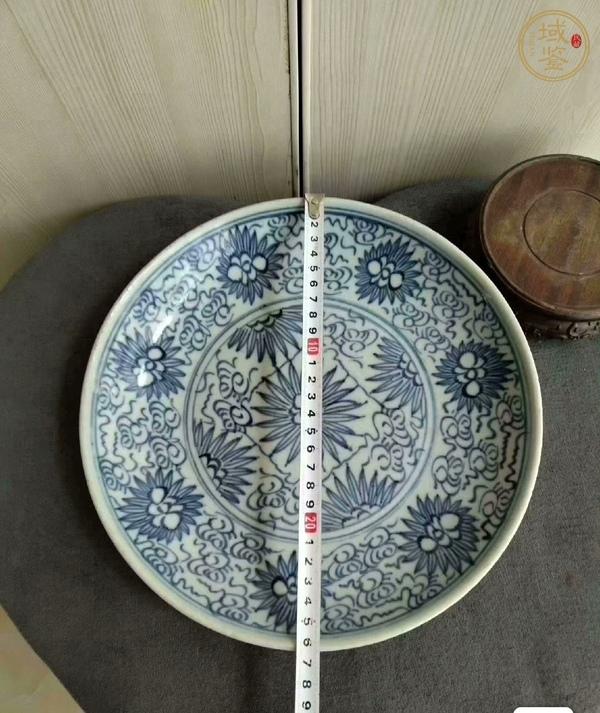 古玩陶瓷太陽花間篆書福字吉語紋盤真品鑒賞圖