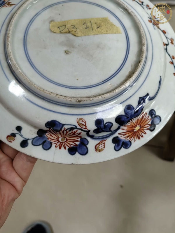 古玩陶瓷青花礬紅描金花卉紋盤真品鑒賞圖