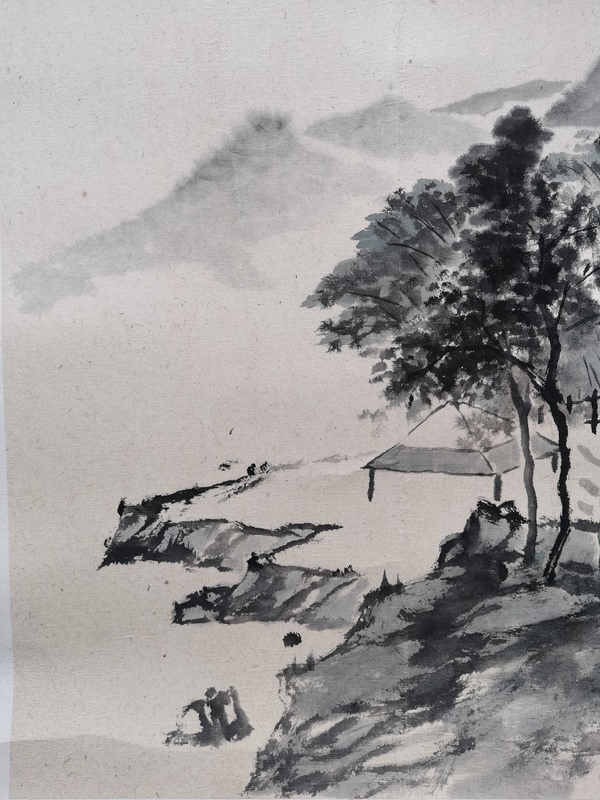 古玩字畫浙江杭州大隱畫社會(huì)員鄭向青山水拍賣，當(dāng)前價(jià)格299元