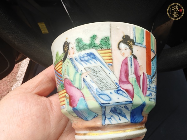 古玩陶瓷廣彩人物故事紋茶杯真品鑒賞圖