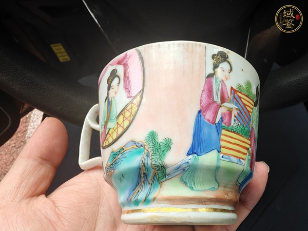 古玩陶瓷廣彩人物故事紋茶杯真品鑒賞圖