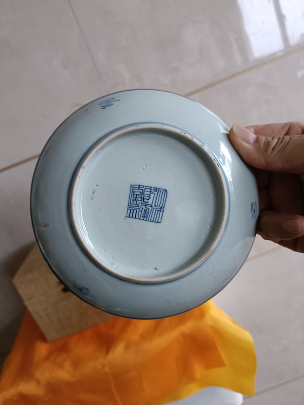 古玩陶瓷乾隆本朝款淡描青花賞盤拍賣，當(dāng)前價(jià)格1980元