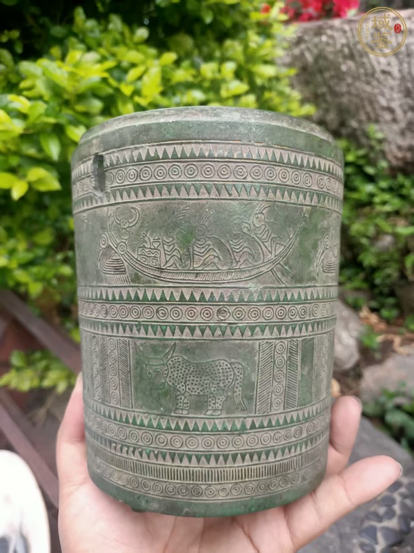 古玩銅器明代仿古風格儲貝器真品鑒賞圖