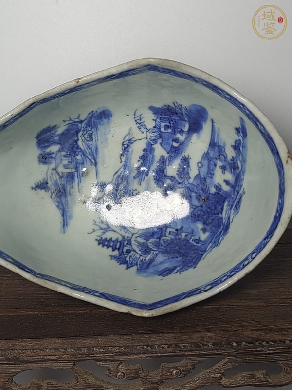古玩陶瓷清中期青花把杯真品鑒賞圖