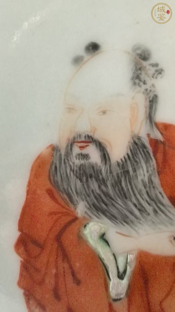 古玩陶瓷漢鐘離瓷板畫真品鑒賞圖