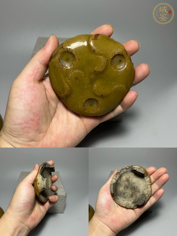 古玩陶瓷褐釉三足鳳眼香爐真品鑒賞圖