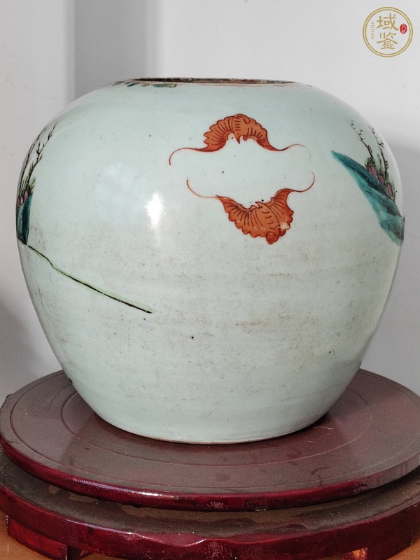 古玩陶瓷粉彩奪魁圖西瓜罐真品鑒賞圖