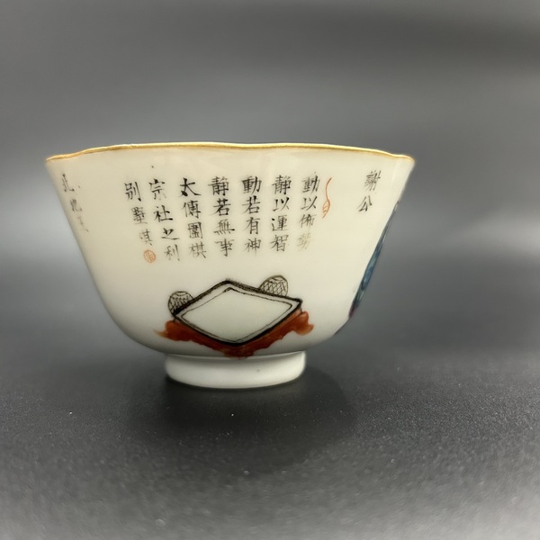古玩陶瓷清同治粉彩無雙譜人物花口杯拍賣,當前價格5800元