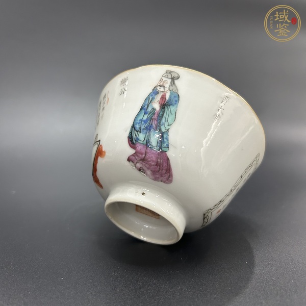 古玩陶瓷粉彩無雙譜人物花口杯真品鑒賞圖
