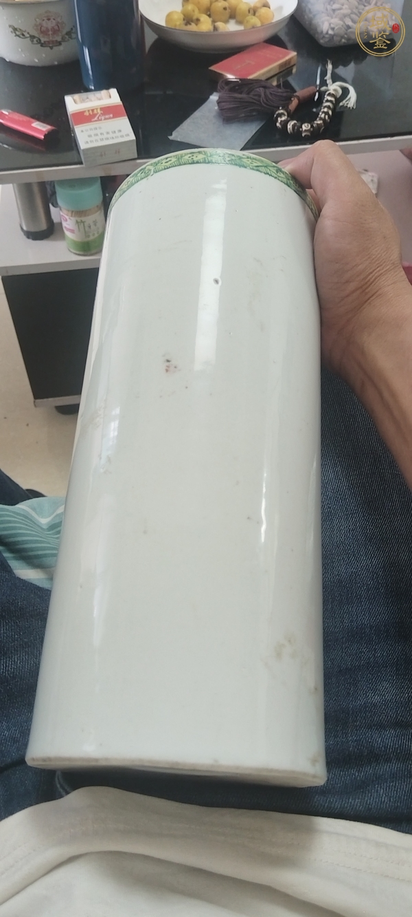 古玩陶瓷油粉彩花鳥紋帽筒真品鑒賞圖