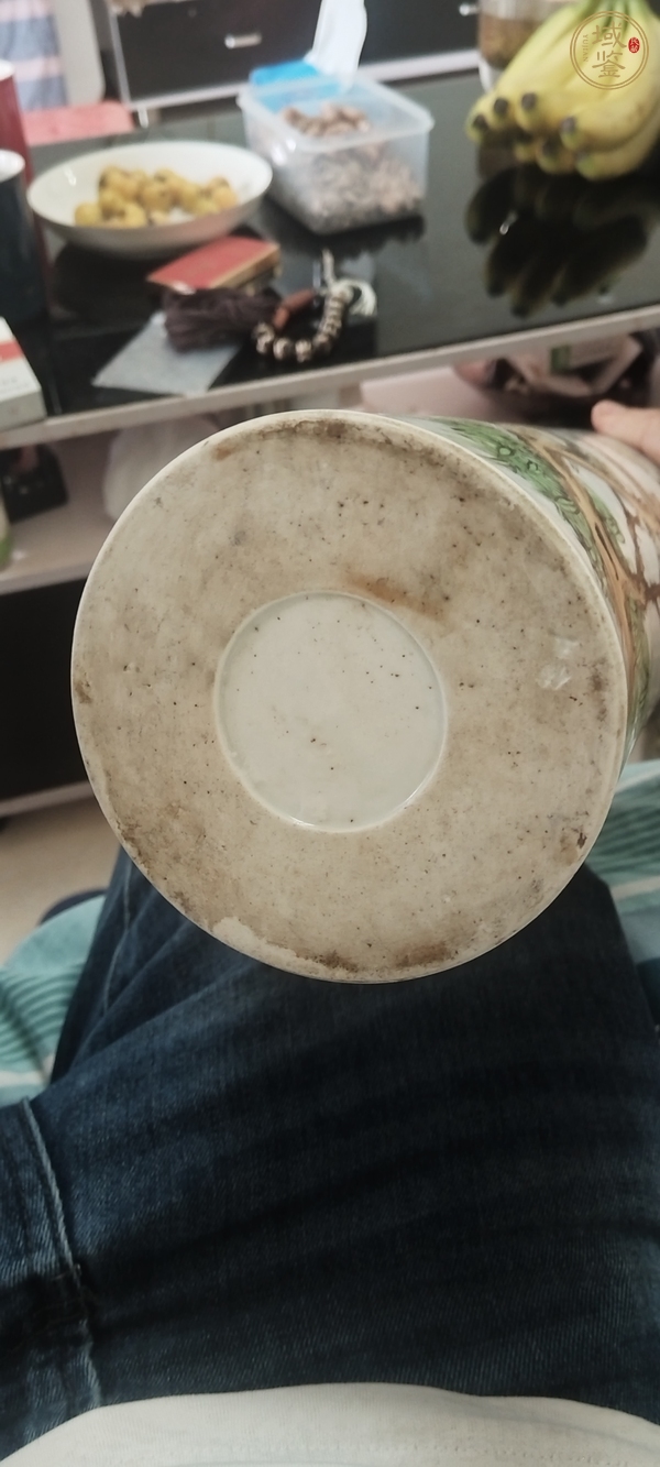 古玩陶瓷油粉彩花鳥紋帽筒真品鑒賞圖