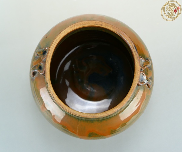 古玩陶瓷磁州窯醬紅釉雙系罐子真品鑒賞圖