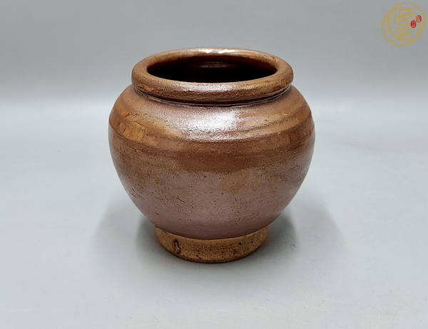 古玩陶瓷金元時期紅釉罐真品鑒賞圖