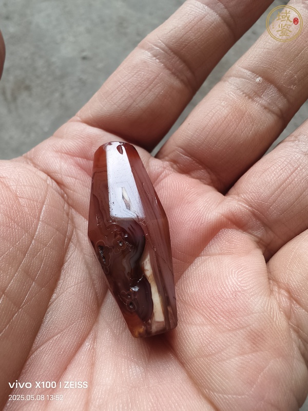 古玩玉器天然紅瑪瑙多棱珠真品鑒賞圖
