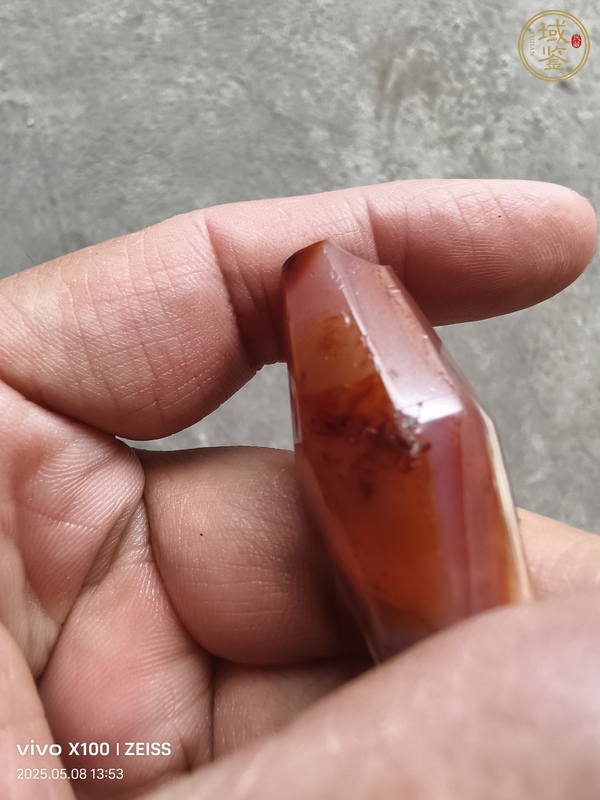 古玩玉器天然紅瑪瑙多棱珠真品鑒賞圖