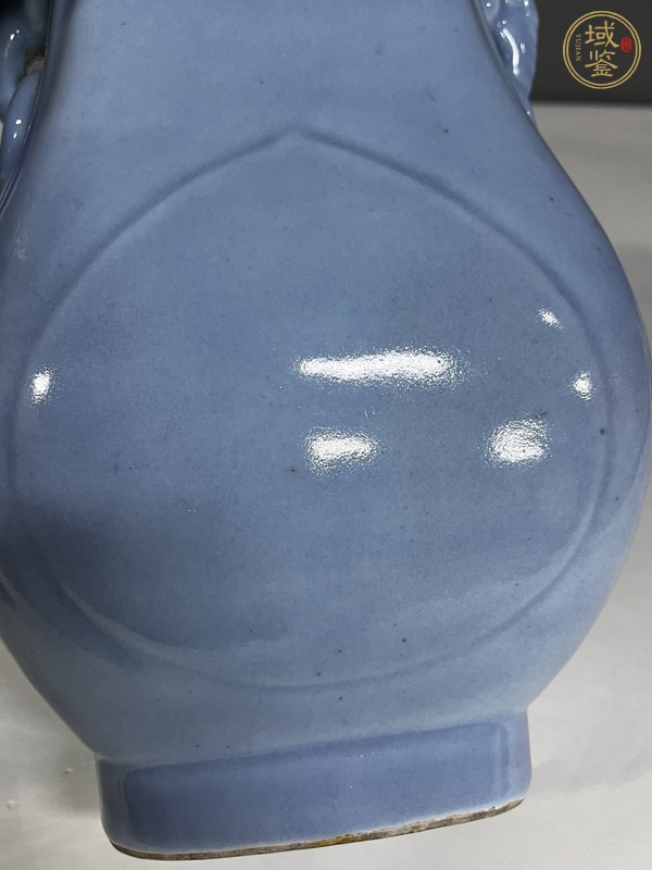 古玩陶瓷天藍釉象耳瓶真品鑒賞圖