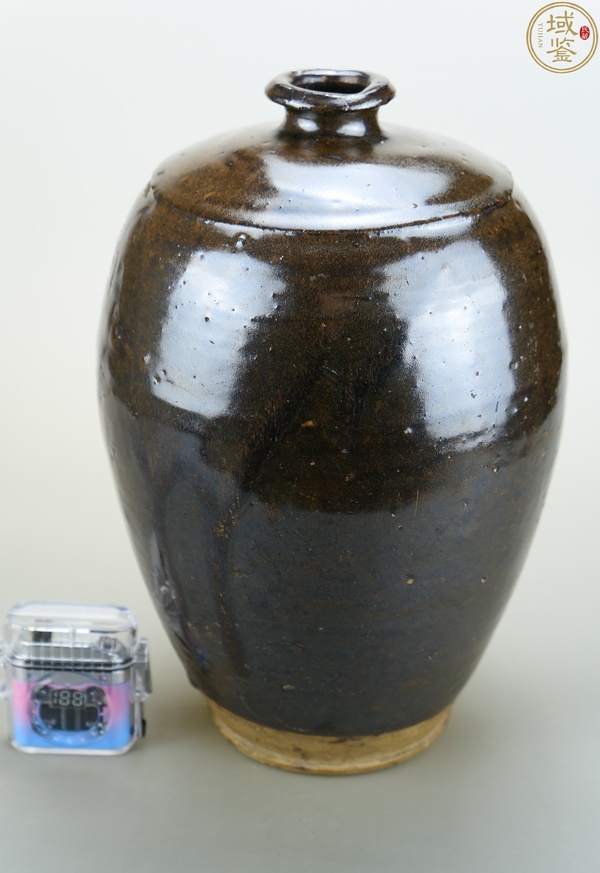 古玩陶瓷館藏級精品元末明初黑釉梅瓶(瓶中之王)拍賣，當(dāng)前價格1880元