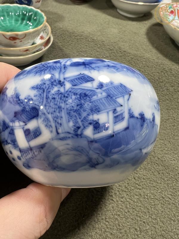 古玩陶瓷青花山水人物水洗真品鑒賞圖