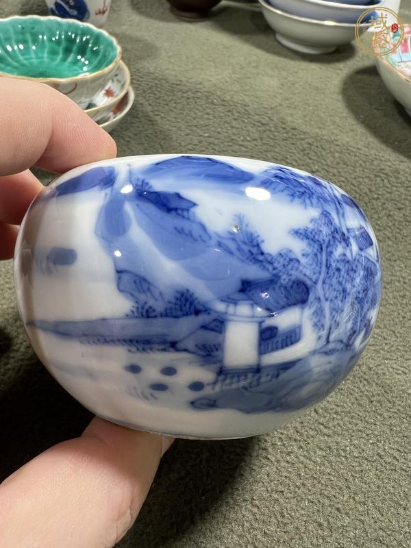 古玩陶瓷青花山水人物水洗真品鑒賞圖