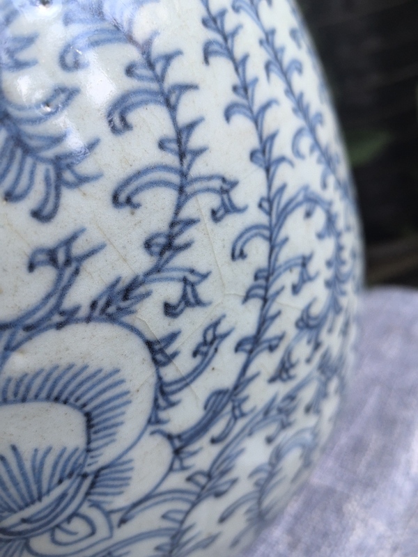 古玩陶瓷清中期 青花纏枝花卉紋罐拍賣(mài)，當(dāng)前價(jià)格100元