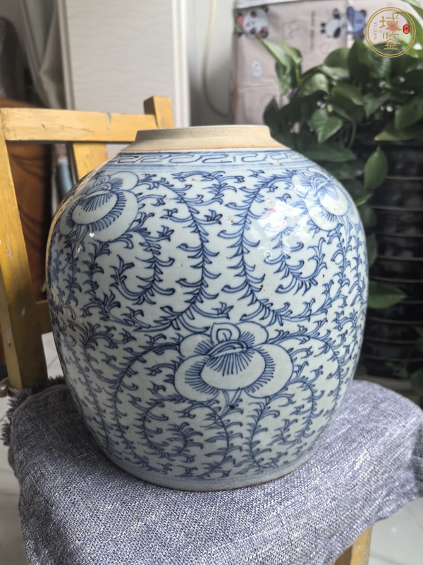 古玩陶瓷 纏枝花卉青花罐真品鑒賞圖