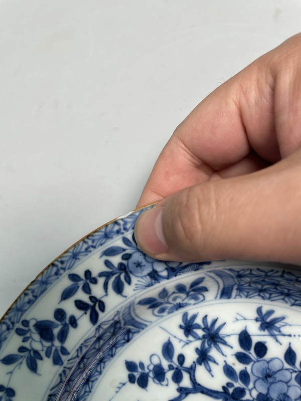 古玩陶瓷清康熙·青花竹石花卉折沿盤拍賣，當(dāng)前價(jià)格880元