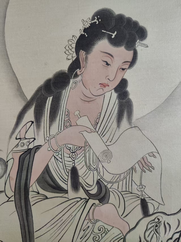 古玩字畫當代高僧 正定臨濟寺 松月法師 南無普賢菩薩造像 絹本手工原裱立軸拍賣，當前價格3988元