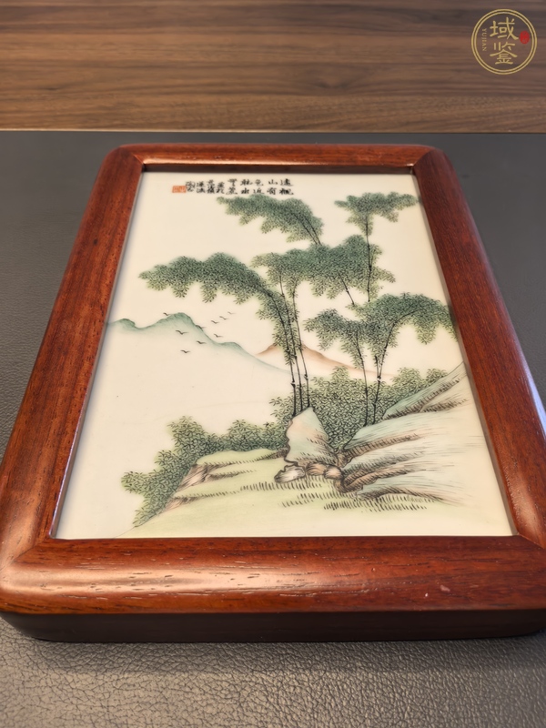 古玩陶瓷淺絳彩墨竹圖瓷板真品鑒賞圖
