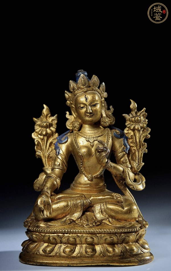 古玩銅器銅鎏金度母真品鑒賞圖