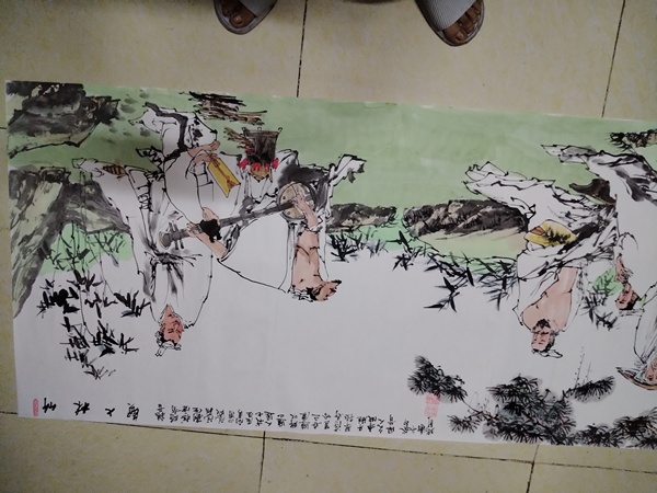 古玩字畫謝瑞新人物<竹林七賢>拍賣，當(dāng)前價格10000元