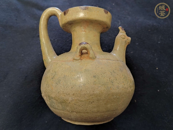 古玩陶瓷越窯青瓷褐彩雞首壺，疑似大修真品鑒賞圖