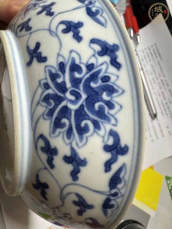 古玩陶瓷清道光青花纏枝花卉紋盤真品鑒賞圖