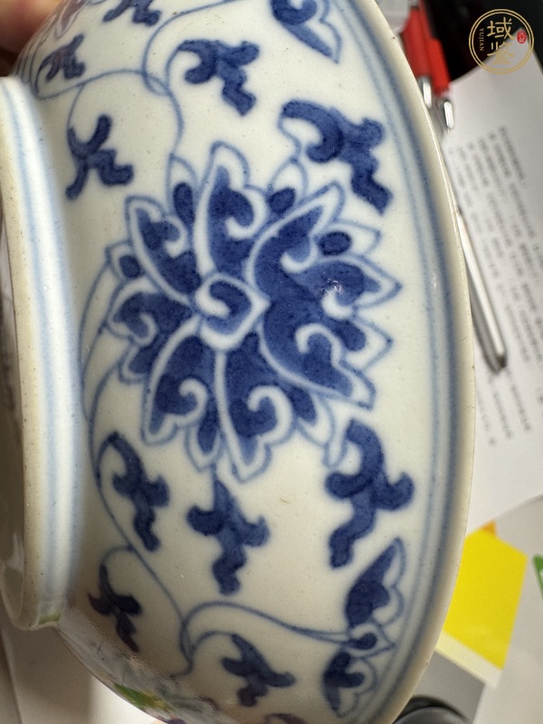 古玩陶瓷清道光青花纏枝花卉紋盤真品鑒賞圖