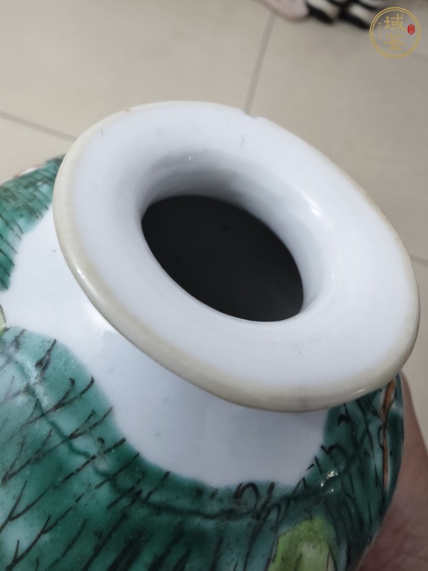 古玩陶瓷粉彩白菜紋蘋果尊真品鑒賞圖