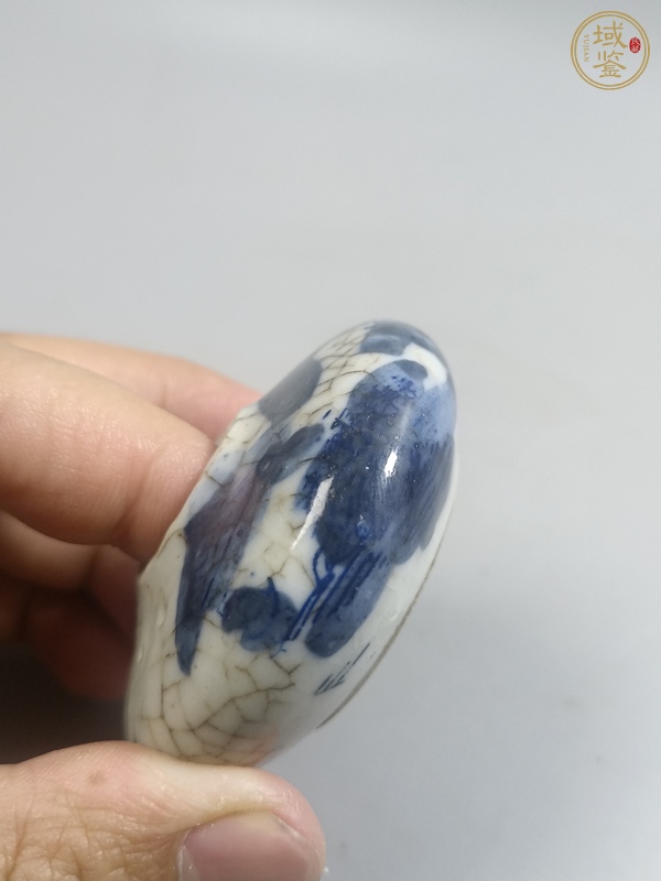 古玩陶瓷哥釉青花水盂真品鑒賞圖