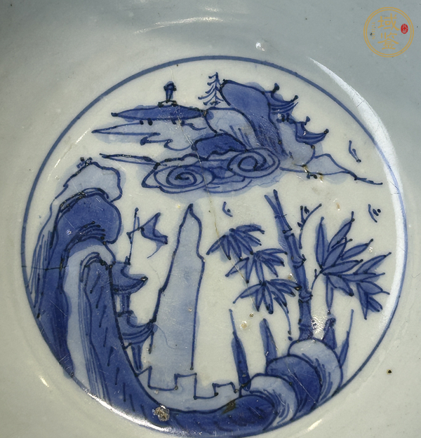 古玩陶瓷青花山水人物紋碗真品鑒賞圖