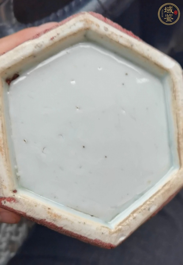 古玩陶瓷鈞紅窯變釉六方帽筒真品鑒賞圖