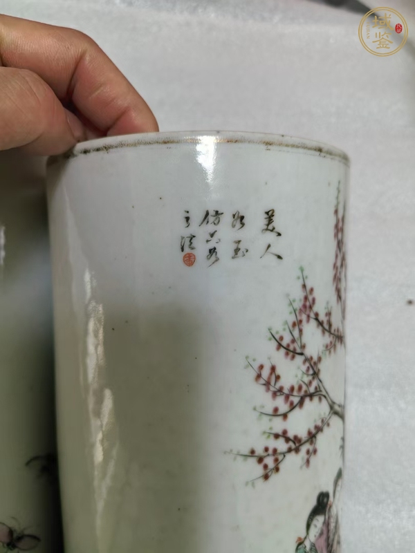 古玩陶瓷粉彩帽筒真品鑒賞圖