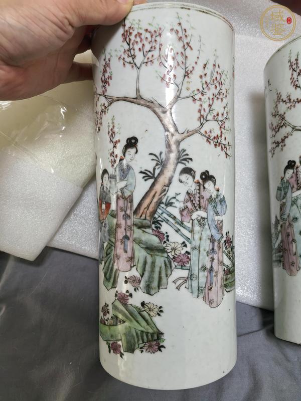 古玩陶瓷粉彩帽筒真品鑒賞圖