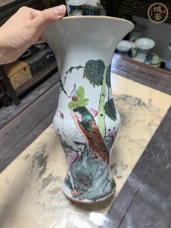 古玩陶瓷民國時期花鳥紋花觚真品鑒賞圖
