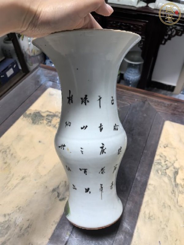 古玩陶瓷民國時期花鳥紋花觚真品鑒賞圖